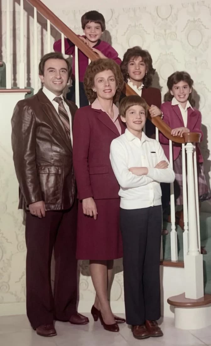 The same family portrait with its natural colour and detail restored